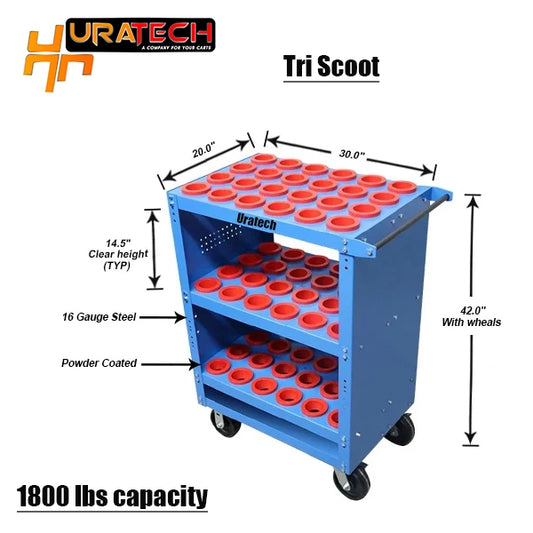 CNC Tool cart dimensions for Triscoot from Uatech