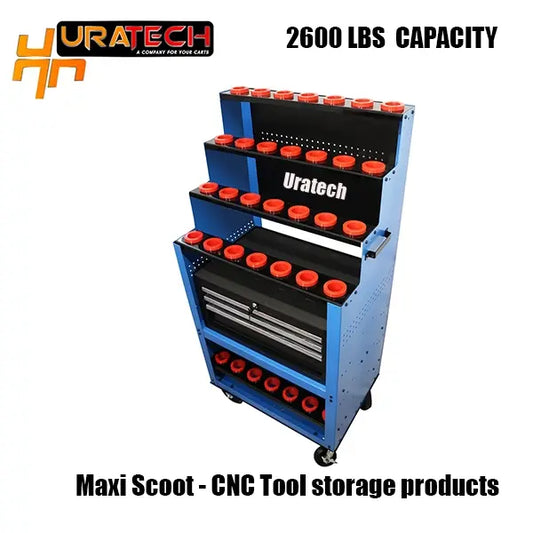 CNC Tool carts for all types of CNC holders from Uratech - Maxi scoot, ISO view.