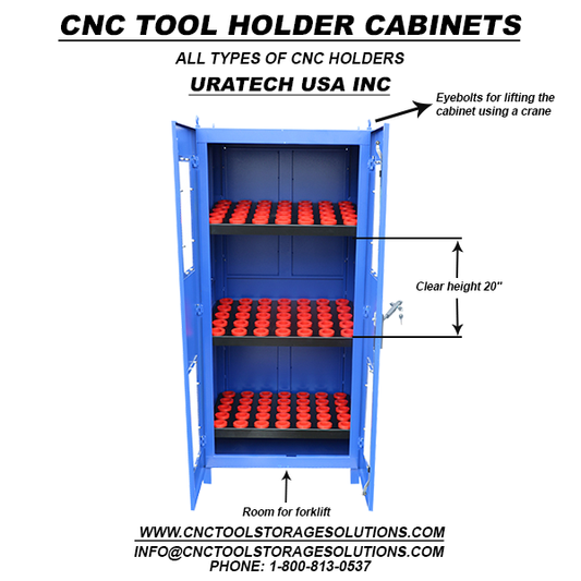 CNC Tool holder cabinets and locker dimensions details from Uratech