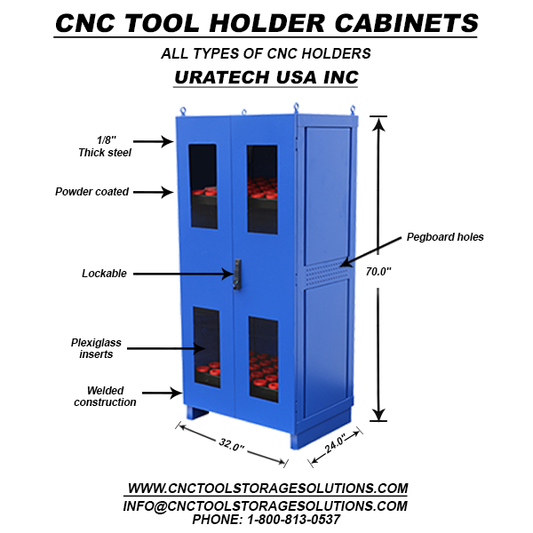 CNC Tool holder cabinets and locker dimensions from Uratech