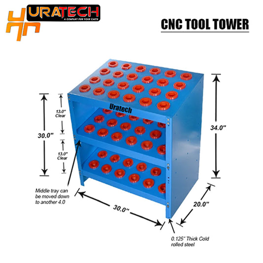 CNC Tool tower with dimensions for all types of holders from Uratech