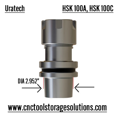 HSK100A - HSK100C holder dimensions from Uratech - CNC Tool storage products