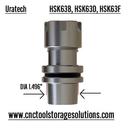 HSK63B, HSK63D and HSK63F CNC Holders dimension details from Uratech