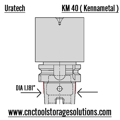 KM40 - Kennametal holder dimension details from Uratech - CNC Tool storage products