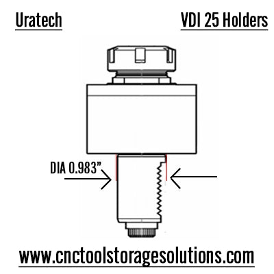 VDI25 CNC Tool Holder dimension details from Uratech