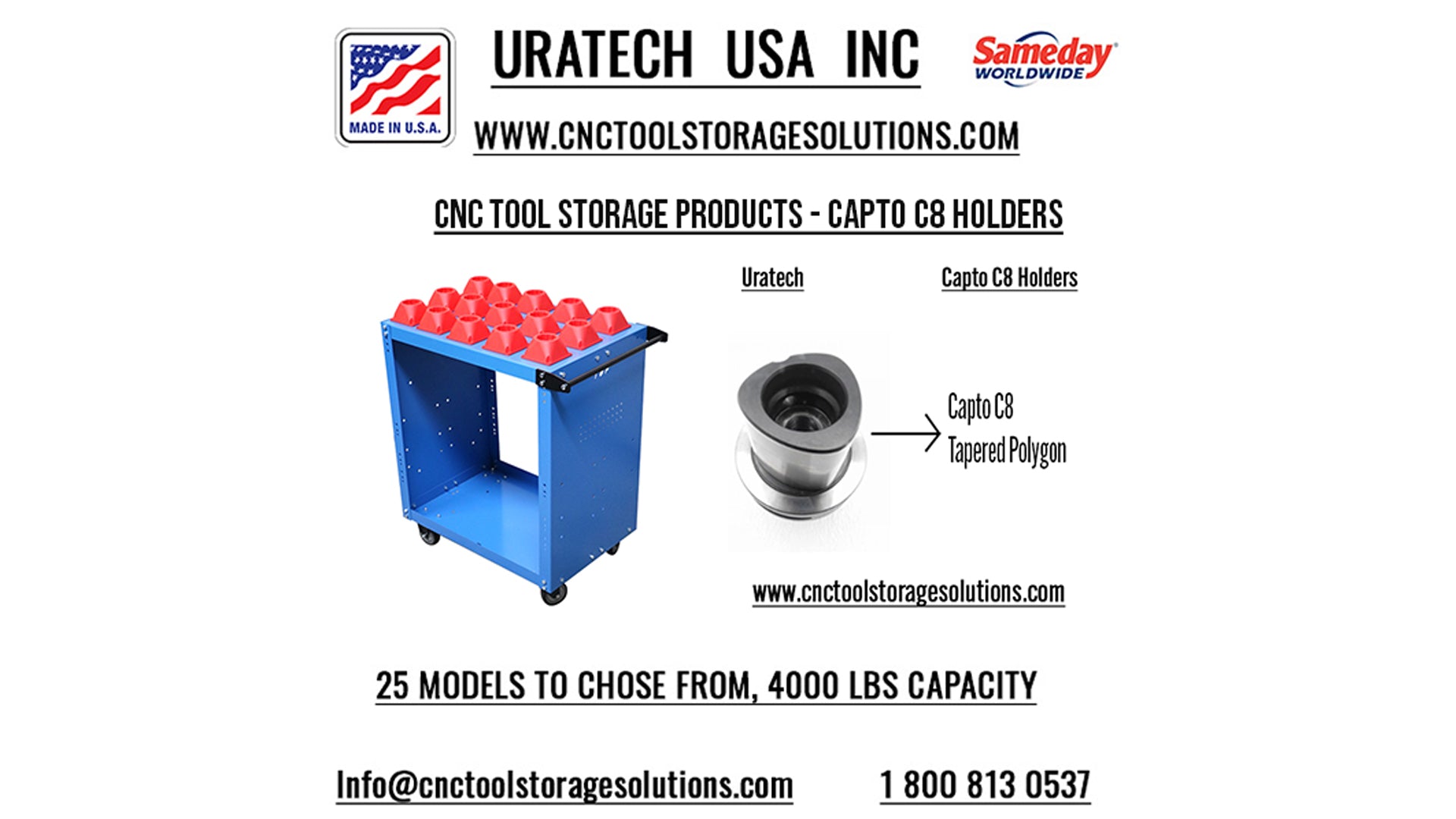 Capto Storage Rack CNC Tool Storage for CAPTO C8 holders– URATECH USA INC