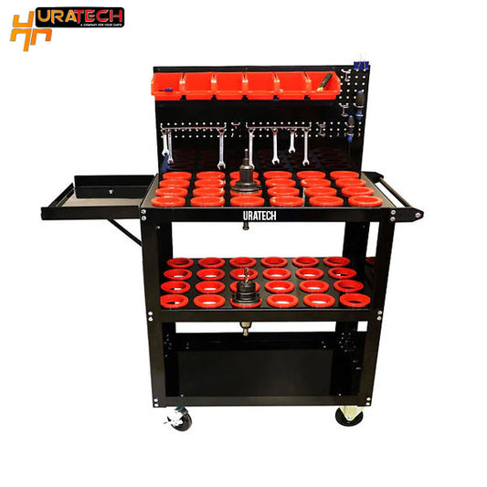 CNC Tool cart with peg board from Uratech - 1800 lbs capacity - black color