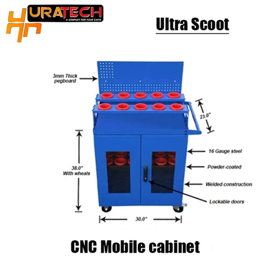 CNC mobile cabinet for all types of holders from Uratech - Ultra scoot with dimensions