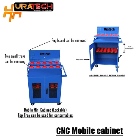 CNC mobile cabinet for all types of holders from Uratech - Ultra scoot with information